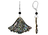 Pre-Owned Multicolor Abalone Shell Rhodium Over Sterling Silver Dangle Earrings