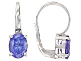 Pre-Owned Blue Tanzanite Rhodium Over Sterling Silver Solitaire Drop Earrings 2.12ctw