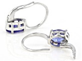 Pre-Owned Blue Tanzanite Rhodium Over Sterling Silver Solitaire Drop Earrings 2.12ctw