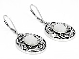 Pre-Owned Mother-Of- Pearl Sterling Silver Leaf Design Earrings