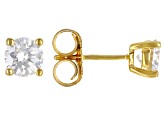 Pre-Owned Moissanite 14k Yellow Gold Over Silver Hoop And Stud Earring Set Of Two 1.20ctw DEW
