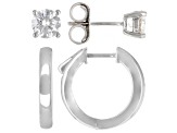 Pre-Owned Moissanite Platineve Hoop And Stud Earring Set Of Two 1.20ctw DEW
