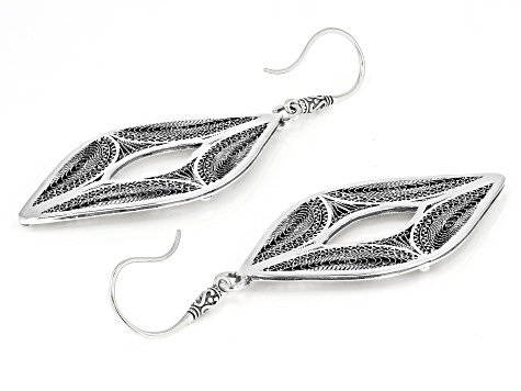 Pre-Owned Oxidized Sterling Silver Berber Design Dangle Earrings