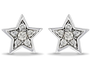 Pre-Owned Enchanted Disney Fine Jewelry Star Earrings White Diamond Rhodium Over Silver 0.25ctw