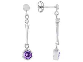 Pre-Owned Purple And White Cubic Zirconia Rhodium Over Sterling Silver Earrings 1.70ctw