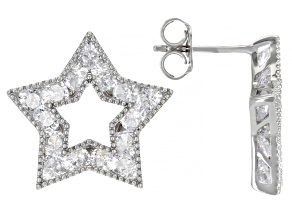 Pre-Owned White Cubic Zirconia Rhodium Over Sterling Silver Star Earrings 5.40ctw