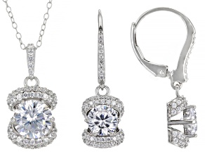 Pre-Owned Cubic Zirconia Platineve® Pendant With Chain and Earrings Set. 7.13ctw