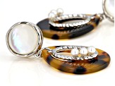 Pre-Owned Imitation Tortoise Shell, Mother-of-Pearl, & Cultured Freshwater Pearl Silver Earrings