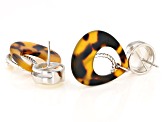 Pre-Owned Imitation Tortoise Shell, Mother-of-Pearl, & Cultured Freshwater Pearl Silver Earrings