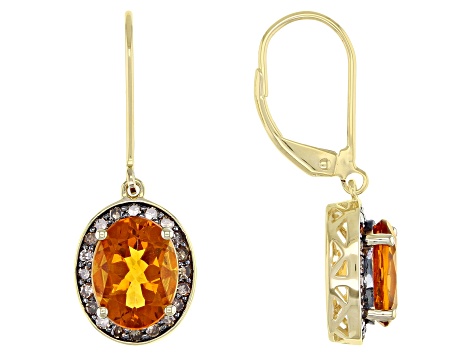 Pre-Owned Madeira Citrine 10k Yellow Gold Dangle Earrings 3.26ctw