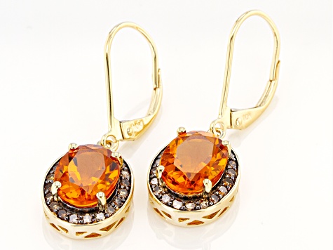 Pre-Owned Madeira Citrine 10k Yellow Gold Dangle Earrings 3.26ctw