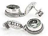 Pre-Owned Green Prasiolite Sterling Silver Dangle Earrings 6.70ctw