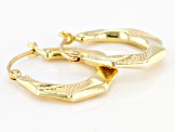 Pre-Owned 14K Yellow Gold 3X11MM Octagonal Polish and Textured Tube Hoop Earrings