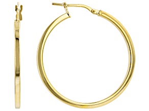 Pre-Owned 18K Yellow Gold Over Sterling Silver Square Tube Hoop Earrings