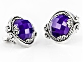 Pre-Owned Purple Boysenberry Quartz Silver Earrings 14.02ctw