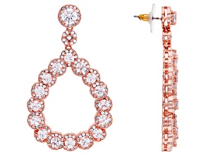 Pre-Owned Rose Tone with White Cubic Zirconia Dangle Earrings 20.00ctw