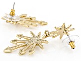 Pre-Owned White Lab Created Moonstone Gold Tone Star Drop Earrings