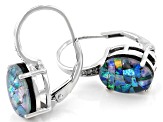 Pre-Owned Multicolor Opal Triplet Rhodium Over Sterling Silver Earrings. 0.01ctw