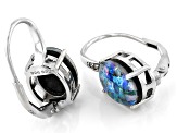 Pre-Owned Multicolor Opal Triplet Rhodium Over Sterling Silver Earrings. 0.01ctw