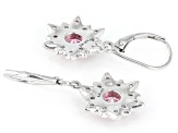 Pre-Owned Pink And White Cubic Zirconia Rhodium Over Sterling Silver Lotus Flower Earrings 3.65ctw