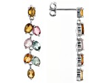 Pre-Owned Multi-Tourmaline Rhodium Over Sterling Silver Earrings 1.55ctw