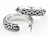 Pre-Owned Oxidized Sterling Silver 6.8mm Woven Design Hoop Earrings