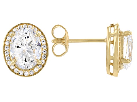 White Cubic Zirconia 18k Yellow Gold Over Sterling Silver