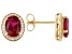 Pre-Owned Lab Created Ruby and White Cubic Zirconia 18k Yellow Gold Over Sterling Silver Earrings 3.