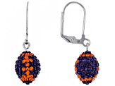 Pre-Owned Preciosa Crystal Orange And Purple Football Dangle Earrings