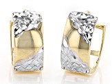 Pre-Owned 10k Yellow Gold Two-Tone Diamond-Cut Huggie Earrings