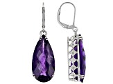 Pre-Owned Purple Amethyst Rhodium Over Sterling Silver Dangle Earrings 16.00ctw