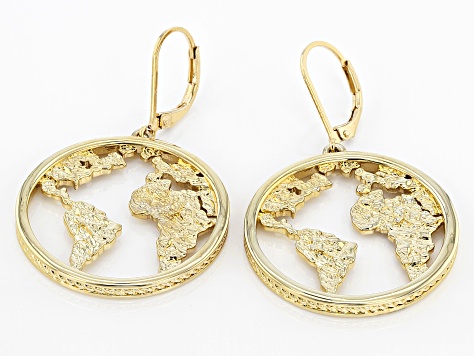 Pre-Owned 18k Yellow Gold Over Brass World Earrings