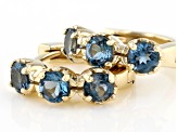 Pre-Owned London Blue Topaz Children's 10k Yellow Gold Hoop Earrings .41ctw