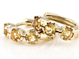 Pre-Owned Golden Citrine Child's 10k Yellow Gold Hoop Earrings .41ctw