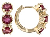 Pre-Owned Red Mahaleo® Ruby Children's 10k Yellow Gold Hoop Earrings 1.11ctw