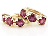 Pre-Owned Red Mahaleo® Ruby Children's 10k Yellow Gold Hoop Earrings 1.11ctw