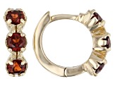 Pre-Owned Red Garnet Child's 10k Yellow Gold Hoop Earrings .46ctw