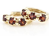 Pre-Owned Red Garnet Child's 10k Yellow Gold Hoop Earrings .46ctw