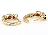 Pre-Owned Red Garnet Child's 10k Yellow Gold Hoop Earrings .46ctw