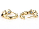 Pre-Owned Blue Lab Created Alexandrite Children's 10k Yellow Gold Hoop Earrings .41ctw