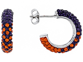 Pre-Owned Preciosa Crystal Orange And Purple Hoop Earrings