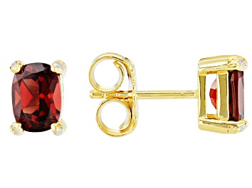 Picture of Pre-Owned Red Vermelho Garnet(TM) 18k Yellow Gold Over Silver Stud Earrings  2.24ctw