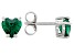 Pre-Owned Green Heart Shape Lab Created Emerald Rhodium Over Silver Childrens Birthstone Earrings 0.