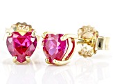 Pre-Owned Red Lab Ruby 18k Yellow Gold Over Sterling Silver Childrens Birthstone Stud Earrings 0.98c