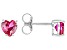 Pre-Owned Red Lab Ruby Rhodium Over Sterling Silver Childrens Birthstone Stud Earrings 1.02ctw