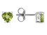 Pre-Owned Green Peridot Rhodium Over Sterling Silver Childrens Birthstone Stud Earrings 0.85ctw