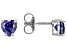 Pre-Owned Blue Lab Created Sapphire Rhodium Over Silver Childrens Birthstone Earrings 1.03ctw