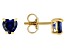 Pre-Owned Blue Lab Created Sapphire 18k Yellow Gold Over Silver Childrens Birthstone Stud Earrings 1