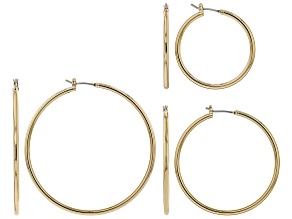 Pre-Owned Gold Tone Set of 3 Hoop Earrings