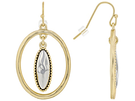 Pre-Owned Silver Tone with Gold Tone Accents Necklace and Earrings Set